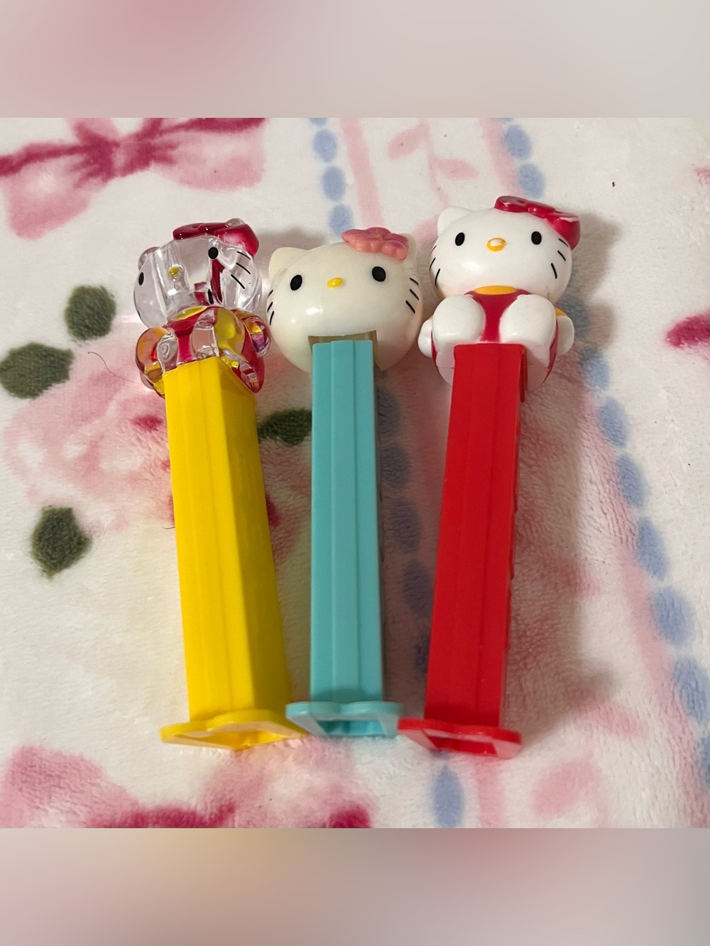 Hello Kitty Pez Dispenser Set - Red, Yellow, Blue